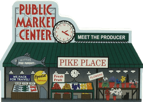Pike Place Market Stall Fresh Produce and Flowers PNG