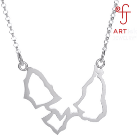 Modern Silver Silhouette Jewelry Necklace PNG