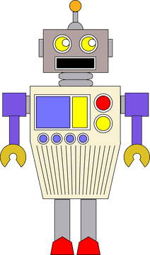 Colorful Cartoon Robot Companion PNG
