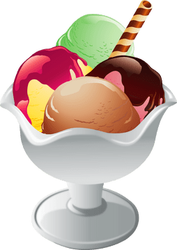 Colorful Ice Cream Delight in a Bowl PNG