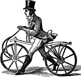 Victorian Era Bicycle Rider in Top Hat PNG