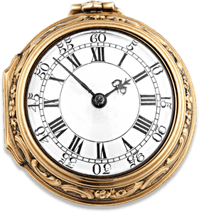 Elegant Vintage Pocket Watch with Roman Numerals PNG