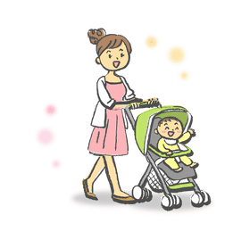 Cheerful Moments with Baby Stroller Adventure PNG