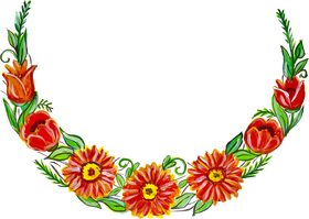 Vibrant Orange Flower Garland Design PNG