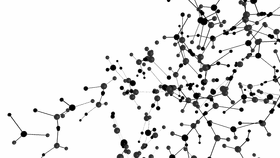 Abstract Network of Molecules in Black and White PNG