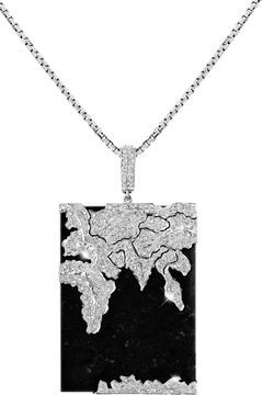 Elegant Silver and Black Necklace Pendant PNG
