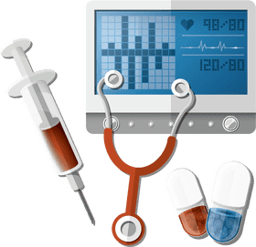 Stethoscope and Vital Signs Medical Toolkit PNG