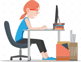 Modern Office Desk with Focused Workspace PNG