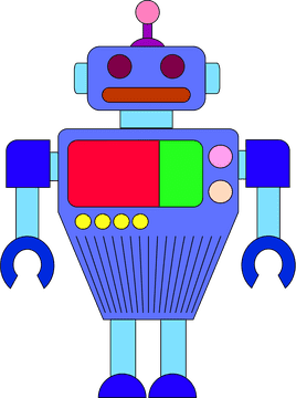 Whimsical Blue Robot Companion PNG