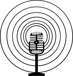 Classic Microphone with Sound Waves Background PNG