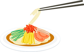 Colorful Food A Twirl of Flavorful Noodles PNG