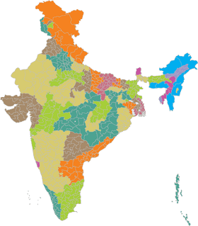 Colorful Administrative Map of India PNG