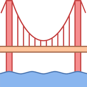 Elegant Suspension Bridge Over Serene Waters PNG