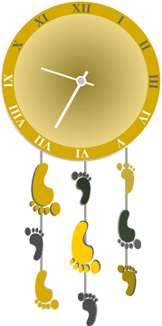 Clock with Footprints of Time PNG