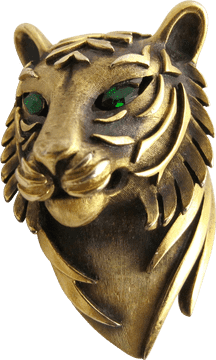 Regal Bronze Sculpture of a Tiger Head PNG