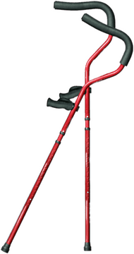 Ergonomic Red Walking Cane for Mobility Support PNG