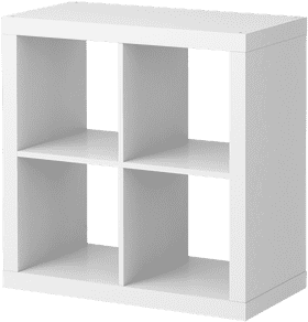 Modern White Library Shelf with Open Compartments PNG