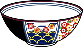 Decorative Oatmeal Bowl with Floral Patterns PNG