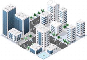 Modern City Skyline with Urban Architecture PNG