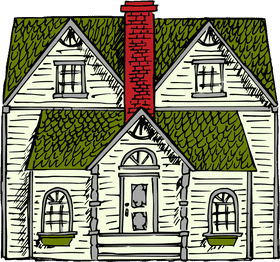 Charming Green Roof Cottage House PNG