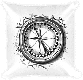 Elegant Compass Rose on Vintage Map PNG