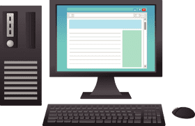 Modern Desktop Computer Setup with Monitor and Keyboard PNG