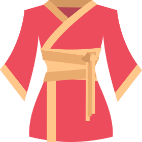 Elegant Pink Kimono with Golden Accents PNG