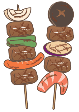 Colorful Kebab Skewers Delight PNG