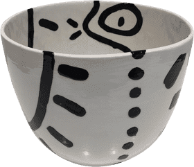 Artistic Pasta Bowl with Bold Patterns PNG