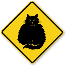 Caution Road Sign for Feline Crossing PNG