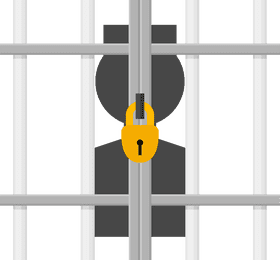 Prison Walls Behind Locked Bars PNG