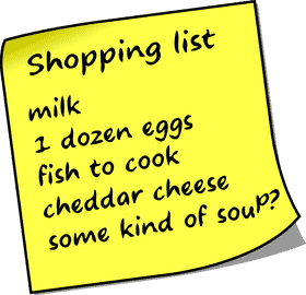 Sticky Note Shopping List for Groceries PNG