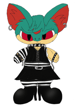 Edgy Emo Creature with Stripes and Attitude PNG