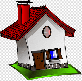 Charming Cottage House with a Red Roof PNG
