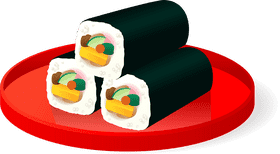 Delicious Sushi Rolls on a Vibrant Platter PNG