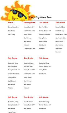 Summer Fun Learning Camp Schedule PNG