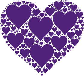 Whimsical Purple Heart Mosaic PNG