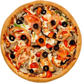 Presentation of a Delicious Veggie Pizza PNG