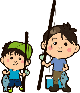 Joyful Fishing Adventures with Budding Anglers PNG