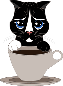 Adorable Cat with a Coffee Cup PNG