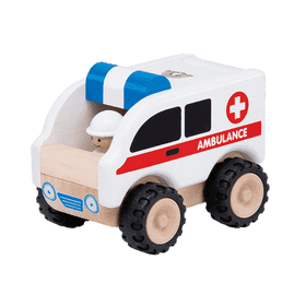 Wooden Toy Ambulance for Creative Playtime PNG