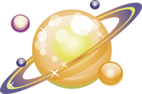 Golden Shimmer Planet and Its Celestial Friends PNG