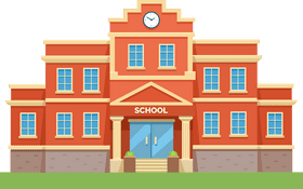 Classic Red Brick School Building PNG