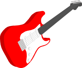 Vibrant Red Guitar in Dynamic Style PNG