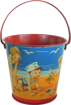 Beach Fun Vintage Bucket Playtime for Kids PNG