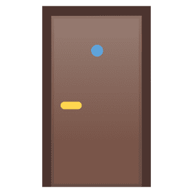 Wooden Door with Round Blue Handle PNG