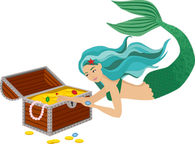 Underwater Treasure Hunt with a Mermaid PNG