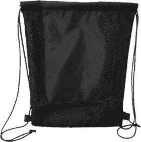 Sleek Black Shopping Bag with Drawstring Closure PNG