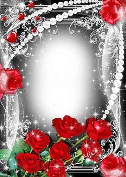 Elegant Love Photo Frame with Roses PNG