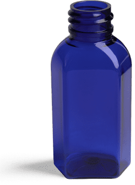 Elegant Blue Glass Bottle with Hexagonal Shape PNG